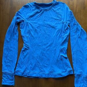 Lululemon Rulu Run Long Sleeve Shirt Blue Crewneck Running Top Size 6